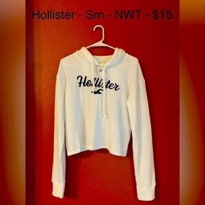 Hollister - White waffle weave hoodie